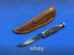 VINTAGE QUEEN USA 8 INCH HUNTING KNIFE and SHEATH D2 STEEL