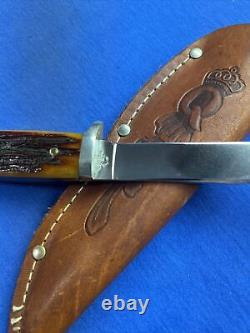 VINTAGE QUEEN USA 8 INCH HUNTING KNIFE and SHEATH D2 STEEL