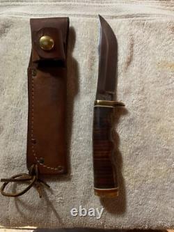 VINTAGE SHRADE 497 FIXED BLADE KNIFEwith original 49er SCHRADE SHEATH-POWNED