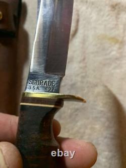 VINTAGE SHRADE 497 FIXED BLADE KNIFEwith original 49er SCHRADE SHEATH-POWNED