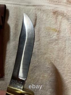 VINTAGE SHRADE 497 FIXED BLADE KNIFEwith original 49er SCHRADE SHEATH-POWNED