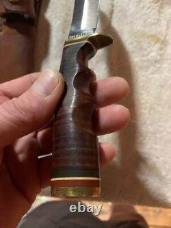 VINTAGE SHRADE 497 FIXED BLADE KNIFEwith original 49er SCHRADE SHEATH-POWNED