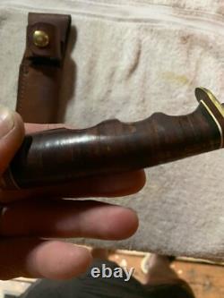 VINTAGE SHRADE 497 FIXED BLADE KNIFEwith original 49er SCHRADE SHEATH-POWNED