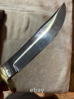 VINTAGE SHRADE 497 FIXED BLADE KNIFEwith original 49er SCHRADE SHEATH-POWNED