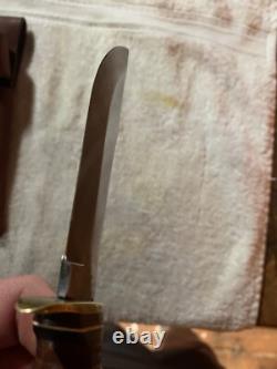 VINTAGE SHRADE 497 FIXED BLADE KNIFEwith original 49er SCHRADE SHEATH-POWNED