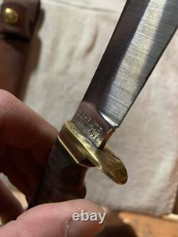 VINTAGE SHRADE 497 FIXED BLADE KNIFEwith original 49er SCHRADE SHEATH-POWNED
