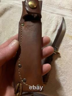VINTAGE SHRADE 497 FIXED BLADE KNIFEwith original 49er SCHRADE SHEATH-POWNED