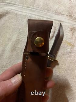 VINTAGE SHRADE 497 FIXED BLADE KNIFEwith original 49er SCHRADE SHEATH-POWNED