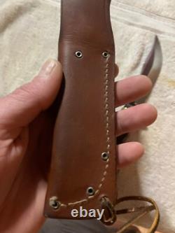 VINTAGE SHRADE 497 FIXED BLADE KNIFEwith original 49er SCHRADE SHEATH-POWNED