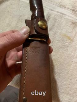 VINTAGE SHRADE 497 FIXED BLADE KNIFEwith original 49er SCHRADE SHEATH-POWNED