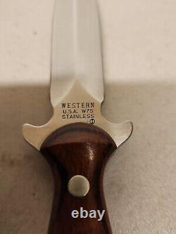VINTAGE WESTERN W75 HUNTING COMBAT DAGGER BOOT KNIFE with ORIG. SHEATH USA #54