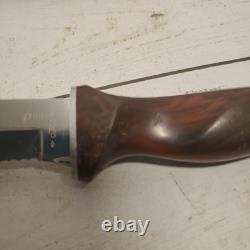 VTG CUTCO 1769 USA SERRATED SPORTSMAN HUNTING KNIFE with Leather Sheath Brown RARE