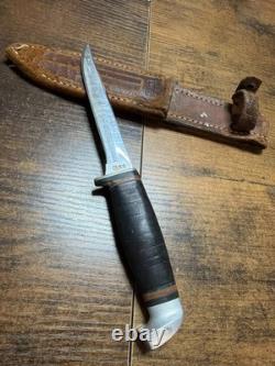 VTG Case 1940-1969 Fixed Blade Pig Sticker Stacked Leather OG Sheath EX Cond