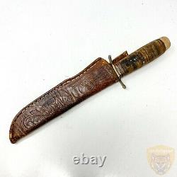 VTG Collectible Norge Fjellkniven, Hunting Fixed Blade Knife with Leather Sheath