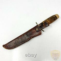 VTG Collectible Norge Fjellkniven, Hunting Fixed Blade Knife with Leather Sheath