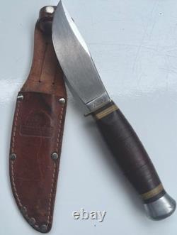 VTG HUBERTUS Knife Solingen Germany Leather Handle Hunting Knife Sheath Rostfrei