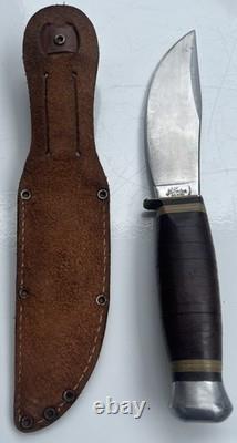 VTG HUBERTUS Knife Solingen Germany Leather Handle Hunting Knife Sheath Rostfrei