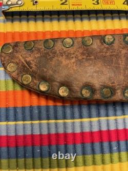 VTG Homemade Antler Hunting Knife With Handmade Leather Sheath 4.5 /overall 9