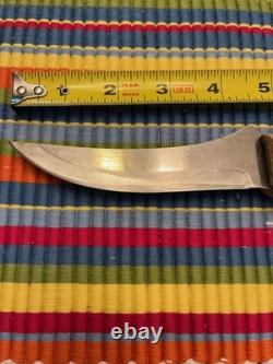 VTG Homemade Antler Hunting Knife With Handmade Leather Sheath 4.5 /overall 9