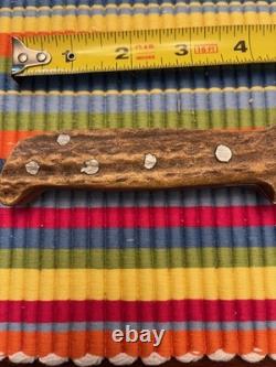 VTG Homemade Antler Hunting Knife With Handmade Leather Sheath 4.5 /overall 9