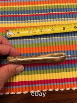 VTG Homemade Antler Hunting Knife With Handmade Leather Sheath 4.5 /overall 9
