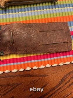 VTG Homemade Antler Hunting Knife With Handmade Leather Sheath 4.5 /overall 9