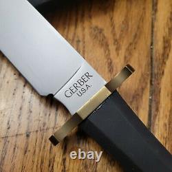 VTG RARE Gerber USA Coffin Handle Bowie Large Fixed Blade Hunting Knife NICE