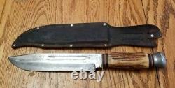 VTG RARE Solingen Cutlery B. Svoboda Germany Large Stag Handle Bowie Knife