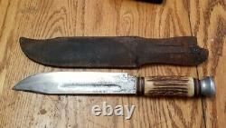 VTG RARE Solingen Cutlery B. Svoboda Germany Large Stag Handle Bowie Knife