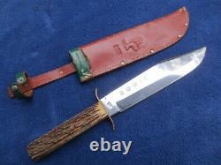 Very Nice Vintage Huge Bowie Hunting Knife And Sheath Made In Germany Solingen