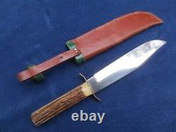 Very Nice Vintage Huge Bowie Hunting Knife And Sheath Made In Germany Solingen