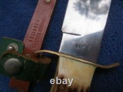 Very Nice Vintage Huge Bowie Hunting Knife And Sheath Made In Germany Solingen