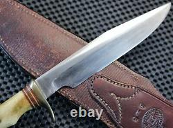 Very Old RANDALL Knife. 5-6. Br. Button Heiser. Pin-Stag Finger Grips Liberty Dime