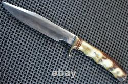 Very Old RANDALL Knife. 5-6. Br. Button Heiser. Pin-Stag Finger Grips Liberty Dime