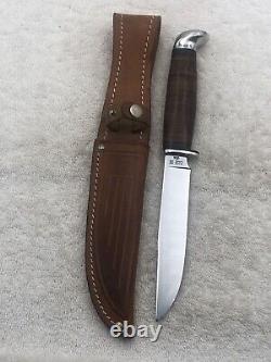 Vinatge Case XX 315-4 3/4 Fixed Blade Stacked Leather Handle Made In USA