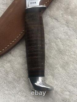 Vinatge Case XX 315-4 3/4 Fixed Blade Stacked Leather Handle Made In USA