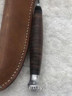 Vinatge Case XX 315-4 3/4 Fixed Blade Stacked Leather Handle Made In USA