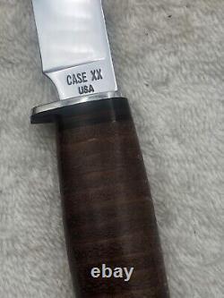 Vinatge Case XX 315-4 3/4 Fixed Blade Stacked Leather Handle Made In USA