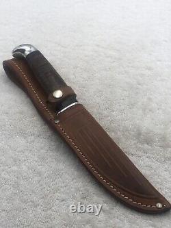 Vinatge Case XX 315-4 3/4 Fixed Blade Stacked Leather Handle Made In USA