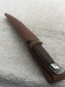 Vinatge Case XX 315-4 3/4 Fixed Blade Stacked Leather Handle Made In USA