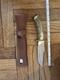 Vintage 11 Fixed Blade Hunting Knife with Curved Stag Handle & Leather Sheath