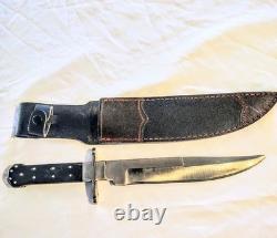 Vintage 14 Custom Fixed Blade Knife with leather sheath