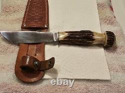 Vintage 1930-40 Remington RH75 Stag Handle Knife in Great condition with sheath