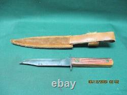 Vintage 1930's BIG ELK, Stag Handle, Fixed Blade Hunting Knife with Leather Sheath