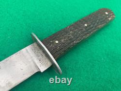 Vintage 1940's CATTARAUGUS HUNTING KNIFE BONE HANDLES withsheath