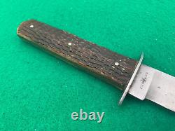 Vintage 1940's CATTARAUGUS HUNTING KNIFE BONE HANDLES withsheath