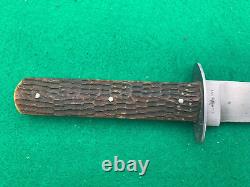 Vintage 1940's CATTARAUGUS HUNTING KNIFE BONE HANDLES withsheath