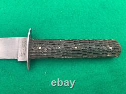 Vintage 1940's CATTARAUGUS HUNTING KNIFE BONE HANDLES withsheath