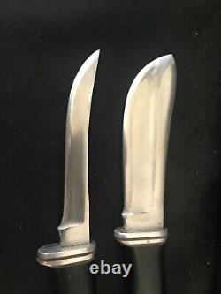 Vintage 1960's Buck Knife 1 Dot/No Dot Fixed Blade Twin Set Original Sheath