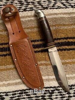Vintage 1960s Western USA L46-5 Bowie Hunting Fishing Survival Knife withSheath